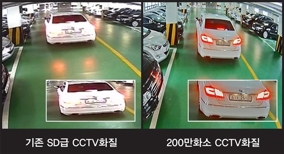 ▲ 기존 CCTV(좌)와 대보건설이 도입한 200만화소 고화질 CCTV 영상 비교 자료. ⓒ대보건설