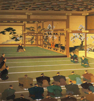 일본의 미래를 바꾼 결정 '대정봉환'을 그린 그림. 이로써 일본 제국주의가 시작된다. ⓒ日위키피디아 공개사진.