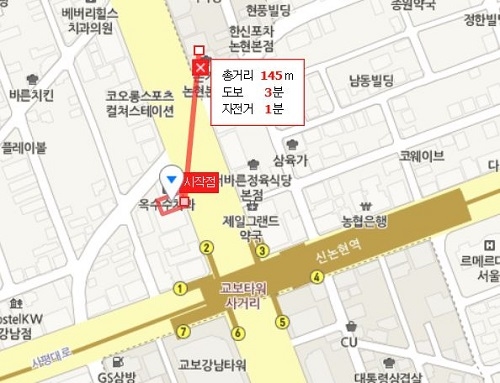 ▲ 신논현타워와 도보로 3분 거리에 위치한 H타워는 토지면적이 좁음에도 불구하고 높은 가격에 거래됐다. ⓒ네이버지도