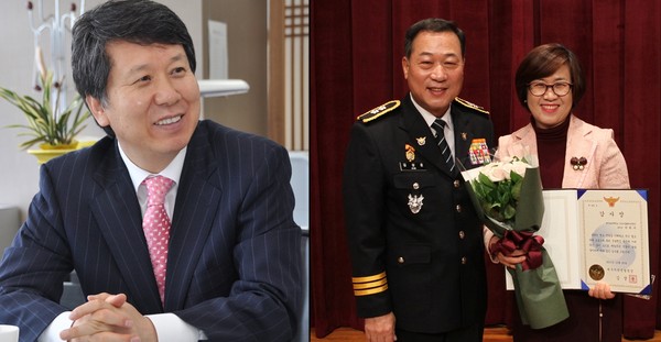 ▲ 근 경찰의 날 감사장을 받은 김한수 경영부총장(좌)과 박희옥 임상시뮬레이션센터장.ⓒ대구보건대