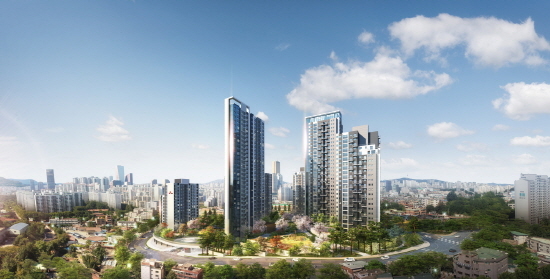 ▲ SK건설이 서울 노량진 7구역 재개발 정비사업을 수주했다. 사진은 해당사업 투시도. ⓒ SK건설