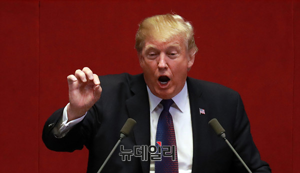 ▲ 국빈 방한 중인 도널트 트럼프 미국 대통령은 8일 국회를 찾아 연설했다. ⓒ뉴데일리DB