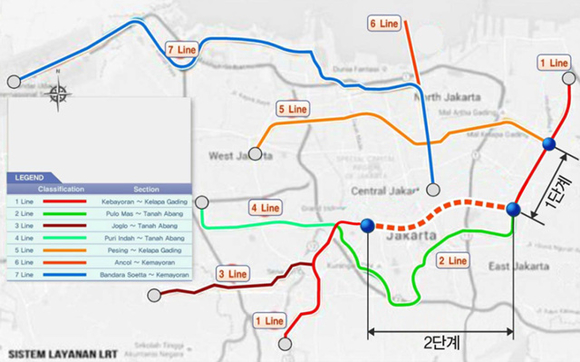 ▲ 인니 자카르타 경전철 사업계획.ⓒ국토부