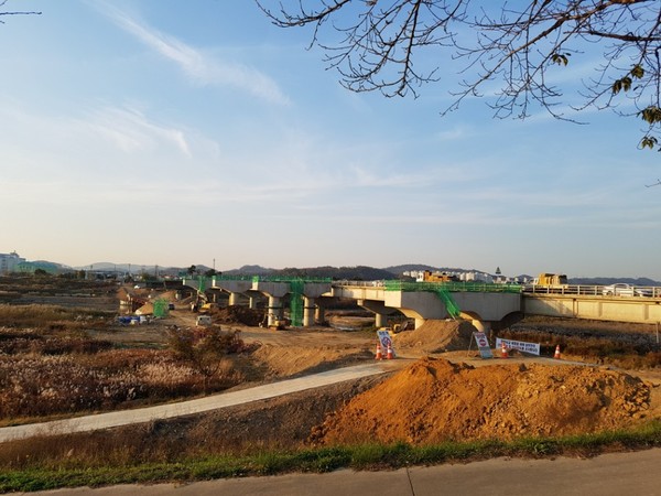 ▲ 옥산교 공사현장 전경.ⓒ청주시