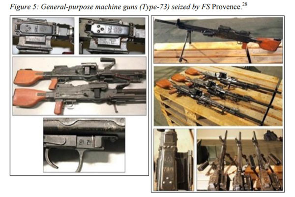 ▲ 유엔 안보리 소말리아-에리트레이 감시그룹이 펴낸 보고서 가운데 북한제 무기 '73식 기관총'의 모습. ⓒ美VOA 관련보도 화면캡쳐-유엔 보고서.
