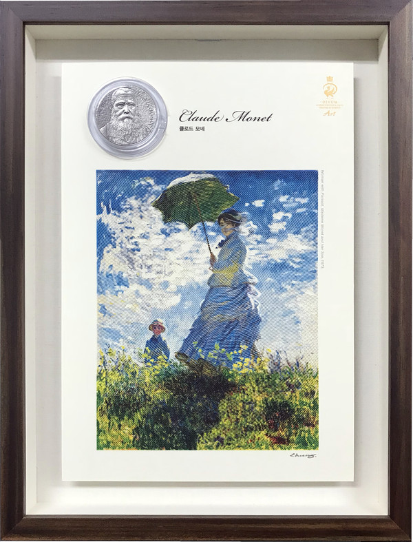 ▲ 모네의 ‘양산을 쓴 여인’-액자형 은메달.ⓒ한국조폐공사