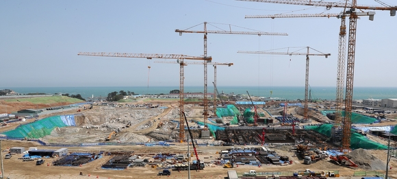 ▲ 경북 포항에서 발생한 지진으로 인한 원자력발전소의 피해는 발생하지 않은 것으로 나타났다. 신고리 5,6호기 건설 현장. ⓒ 한수원