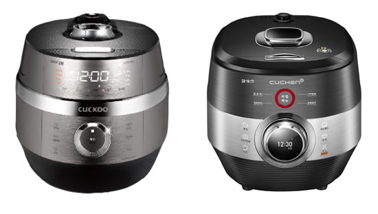 ▲ 지난 9월 출시된 양사의 신제품. 쿠쿠의 트윈프레셔, 쿠첸의 IR미작 (왼쪽부터) ⓒ 각 사