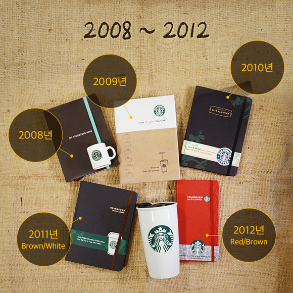 ▲ 2008~2012년도 스타벅스 플래너. ⓒ스타벅스커피 코리아