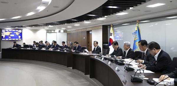 ▲ 문재인 대통령이 29일 오전 국가안전보장화의를 주재하며 모두발언을 하고 있다. ⓒ청와대 제공