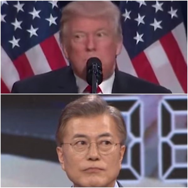 ▲ 트럼프 대통령과 문재인 대통령. ⓒ뉴데일리 DB