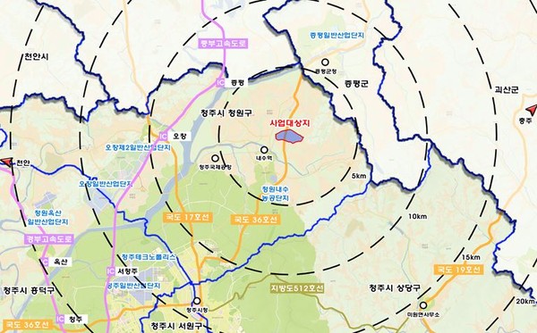 ▲ 충북 청주 북이산단 위치도.ⓒ충북개발공사