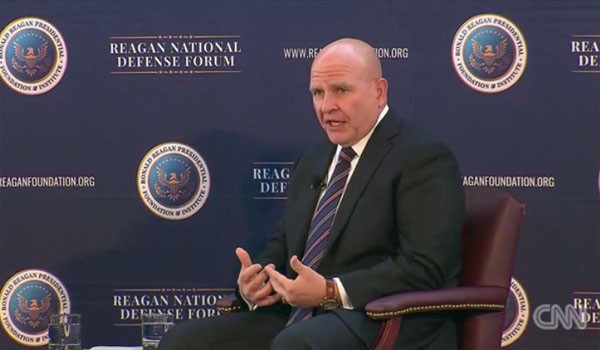 ▲ 지난 2일 美L.A.에서 열린 '레이건 국가방위포럼'에 참석한 허버트 R.맥마스터 美NSC보좌관이 북한과의 전쟁 가능성을 언급했다. ⓒ美CNN 관련보도 화면캡쳐.