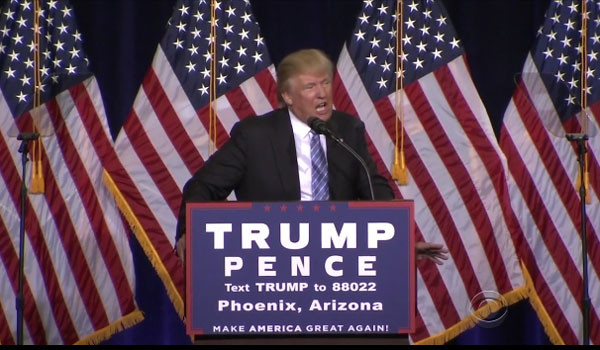 ▲ CBS 등 美주요 언론들은 대법원의 '여행금지 행정명령' 허용에 부정적인 의견들을 다수 보도했다. 사진은 트럼프 대통령이 2016년 대선 유세 당시 '반이민 정책'을 펼치겠다고 말하는 모습. ⓒ美CBS 관련보도 화면캡쳐.