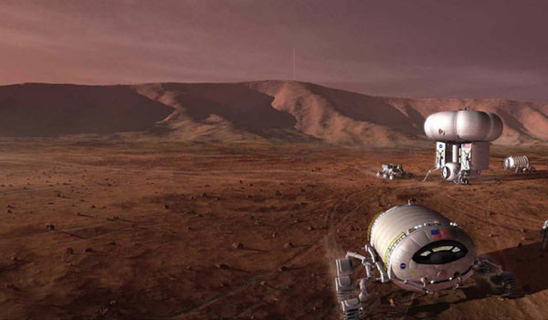 미래 화성에 세운 기지를 묘사한 일러스트. ⓒ美NASA 공개사진.