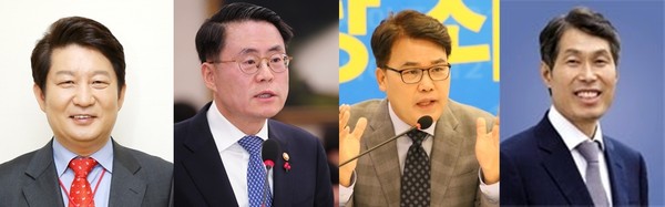 ▲ 대구시장 선거전이 선거 6개월을 앞두고 점차 뜨거워지고 있다. 왼쪽부터 권영진 시장, 김재수 전 농림축산식품부 장관, 이재만 한국당 최고위원, 이진훈 수성구청장.ⓒ각 후보 측