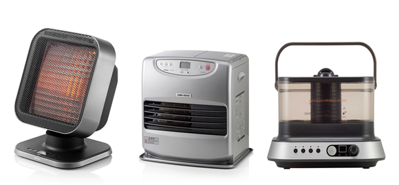 ▲ 신일산업 겨울 주력제품 에코히터, 팬히터, 손세척가습기 (사진 왼쪽부터) ⓒ 신일산업