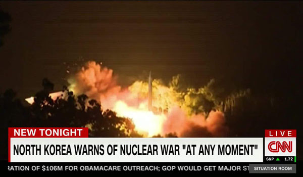 ▲ 북한은 탄도미사일을 발사한 뒤면 성명을 통해 "언제든지 핵전쟁은 가능하다"며 한국, 미국, 일본 등을 위협하고 있다. 사진은 지난 10월 북한의 '핵전쟁' 위협 관련 美CNN의 보도. ⓒ美CNN 관련보도 화면캡쳐.