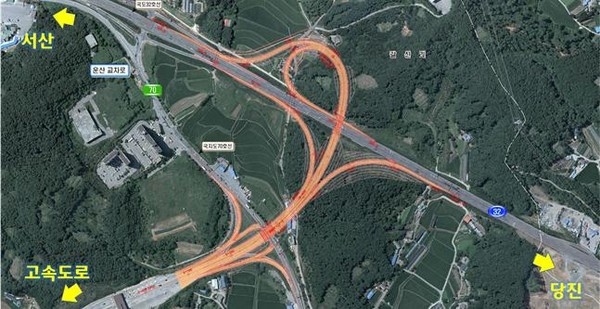 ▲ 서해안고속도로 충남 서산 나들목.ⓒ도공 대전충남지역본부