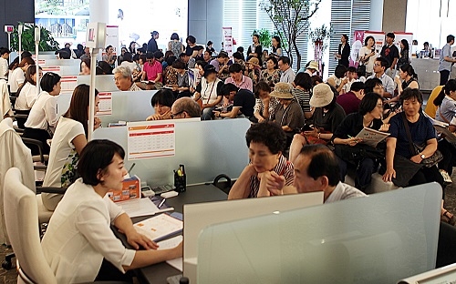 ▲ 지난 8월 분양한 공덕 오피스, 상가 집객사진. ⓒSK건설