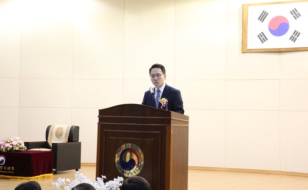 ▲ 양병수 신임 대전국세청장이 28일 취임인사를 하고 있다.ⓒ대전지방국세청