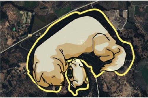 ▲ 모구리오름과 모구리알오름. ⓒ국토지리정보원