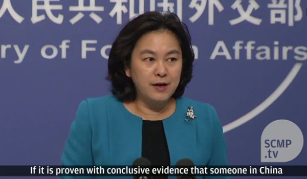 ▲ 화춘잉 中외교부 대변인은 브리핑에서 대북 석유 밀수의 중국기업 관련 의혹에 대해 "그런 사실도 없고, 그런 선박도 존재하지 않는다"고 밝혔다. ⓒ홍콩 SCMP TV 관련보도 영상캡쳐.