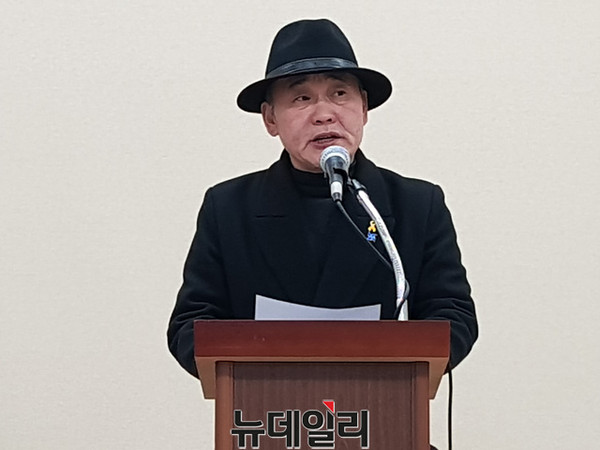 ▲ 오천도 애국국민운동연합 대표가 4일 청주시청에서 청주시장 출마를 선언했다.ⓒ김종혁 기자