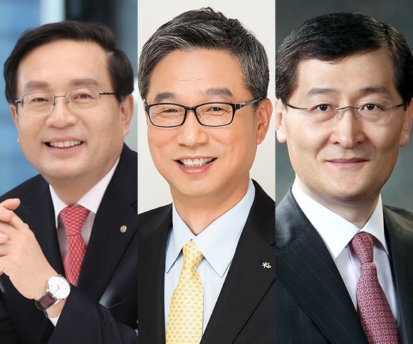 ▲ 왼쪽부터 손태승 우리은행장, 허인 국민은행장, 위성호 신한은행장.ⓒ뉴데일리