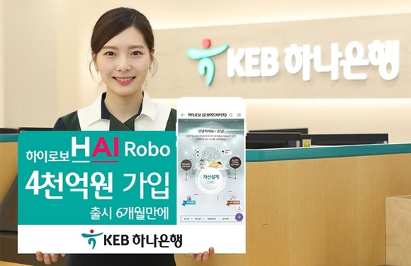 ▲ KEB하나은행은 로보어드바이저 '하이 로보(HAI Robo)' 출시 6개월 만에 가입 고객 3만명, 가입 금액 4000억원을 돌파했다고 밝혔다. ⓒKEB하나은행