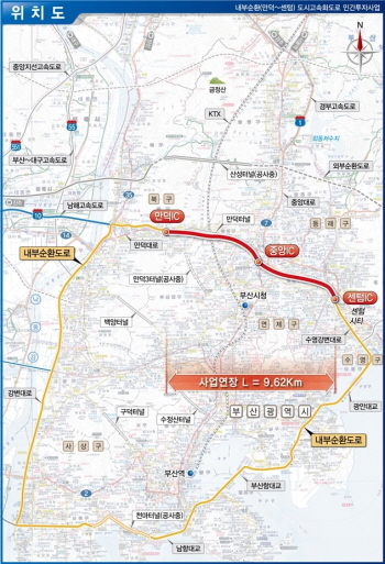 ▲ 만덕~센텀 도시고속화도로 위치도. ⓒ GS건설