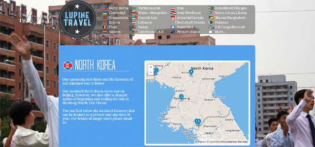 ▲ 英'루핀 트래블'의 북한 여행 소개 페이지. 2017년 9월 이후 미국뿐만 아니라 영국과 EU에서도 북한 여행객이 대폭 감소했다고 한다. ⓒ英루핀 트래블 홈페이지 캡쳐.