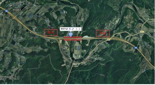 ▲ 국도34호선 괴산군 칠성면 쌍곡리 방음벽구간 위치도.ⓒ박덕흠 의원실