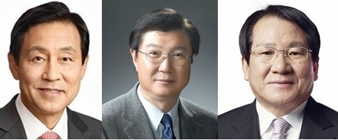 ▲ (왼쪽부터) 김정태 하나금융지주 회장, 최범수 KCB 대표이사, 김한조 전 외환은행장. ⓒ 각사.
