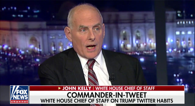 ▲ 지난 17일(현지시간) 美폭스 뉴스에 출연한 존 켈리 美백악관 비서실장. ⓒ美폭스 뉴스 관련보도 화면캡쳐.