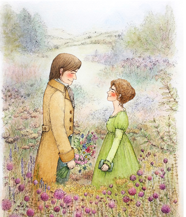 ▲ 양나리 작가의 '오만과 편견' 일러스트. 29일까지 남산도서관 '그림으로 읽는 책' 전시회에서 만나볼 수 있다. ⓒ서울시교육청 제공