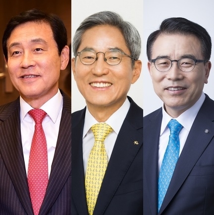 ▲ 왼쪽부터 김정태 하나금융지주 회장, 윤종규 KB금융지주 회장, 조용병 신한금융지주 회장. ⓒ 각사.