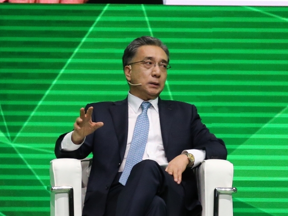 ▲ 김영상 사장이 BHGE Annual Meeting에서 발표를 하고 있다.ⓒ포스코대우