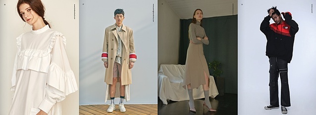 ▲ 크리에이티브 디자인 스튜디오 디자이너 브랜드(왼쪽부터 런던클라우드, 소윙바운더리스, 슬로우무브, 오와이).ⓒ한국패션산업연구원