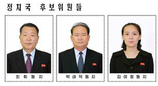 ▲ 北선전매체 '노동신문'이 2017년 10월 보도한 노동당 정치국 위원 명단. 김여정, 최 휘 등이 나란히 보인다. ⓒ北선전매체 화면캡쳐.