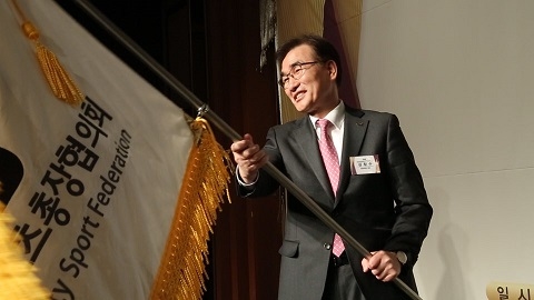 ▲ 한국대학스포츠총장협의회(KUSF) 제5대 회장으로 선출된 김창수 중앙대학교 총장. ⓒKUSF