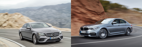 ▲ (왼쪽부터) 메르세데스-벤츠 'E300 4MATIC', BMW '520d'.ⓒ각 사