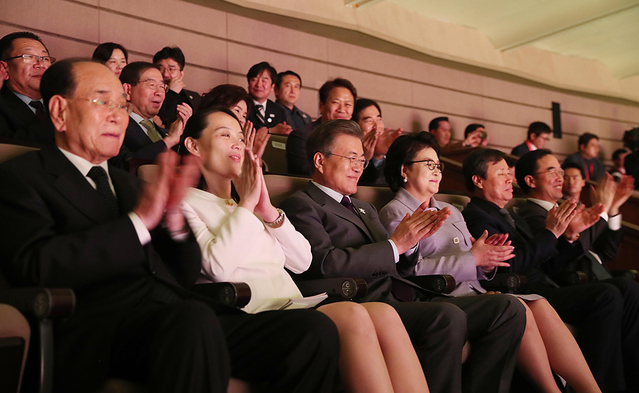 ▲ 문재인 대통령이 11일 삼지연관현악단의 서울공연을 관람하고 있다. ⓒ청와대 제공