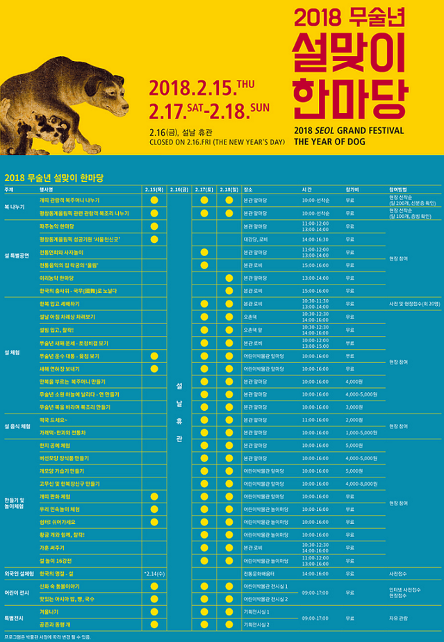 ▲ 서울민속박물관 2018무술년 설맞이 한마당 포스터. ⓒ서울민속박물관