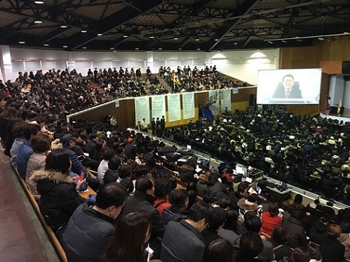 ▲ 23일 서울 성북구 국민대학교에서 '2018학년도 신입생 입학식'이 진행되고 있다. ⓒ국민대