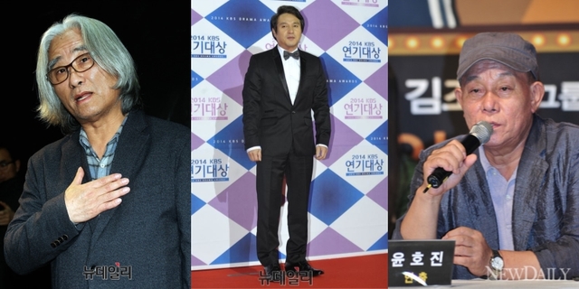 ▲ 왼쪽부터 이윤택 연출가, 배우 조재현, 윤호진 에이콤 대표.