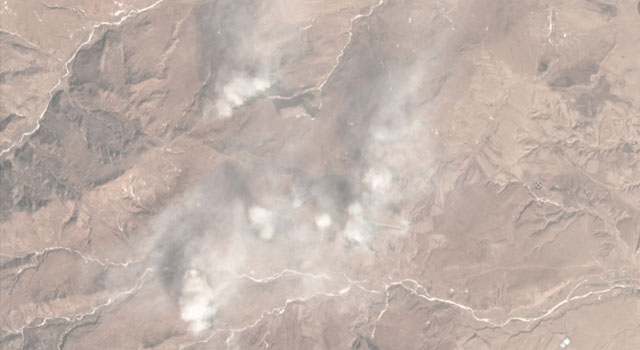 ▲ 북한 함경북도 경원군에서 일어난 산불. 지도로 보면 나선 지역과 가까워 보이지만 거리가 60km나 떨어져 있다. ⓒ美상업용 위성업체 '플래닛'-美VOA 관련보도 화면캡쳐.