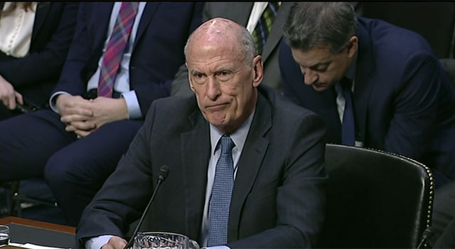 ▲ 지난 6일(현지시간) 美상원 군사위원회 청문회에 출석한 댄 코츠 美국가정보장(DNI). ⓒ美국방부 VOD 캡쳐.