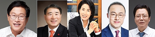 ▲ 수성구청장 예비후보들(사진 왼쪽부터 김대권·남상석·정순천·김대현·남칠우)ⓒ각 후보측