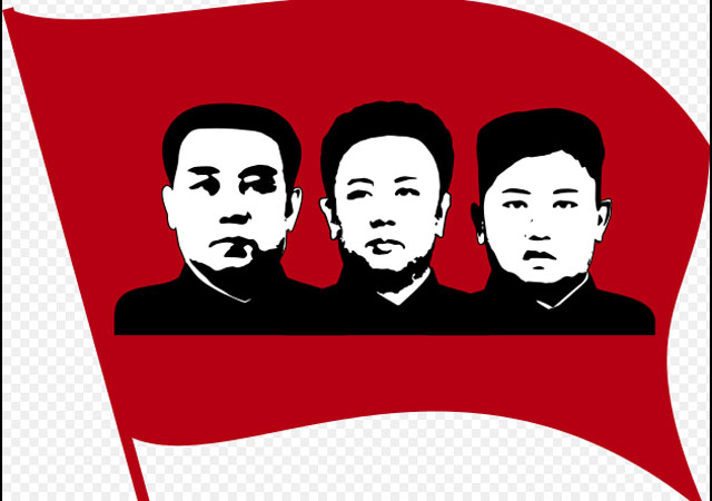 ▲ 북한이 김씨 왕조의 신정일치 국가라는 사실은 이제 세계인의 상식이 됐다. 김씨 왕조를 상징하는 깃발. ⓒ위키피디아 공개사진.